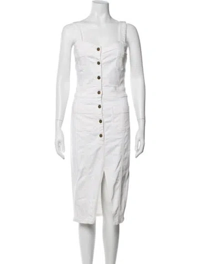 Pre-owned Ramy Brook Square Neckline Midi Length Dress In White