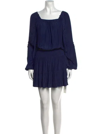 Pre-owned Ramy Brook Square Neckline Mini Dress In Blue