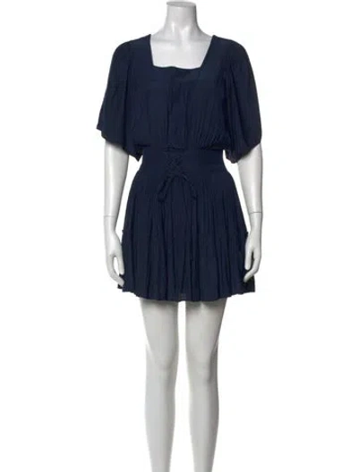 Pre-owned Ramy Brook Square Neckline Mini Dress In Blue