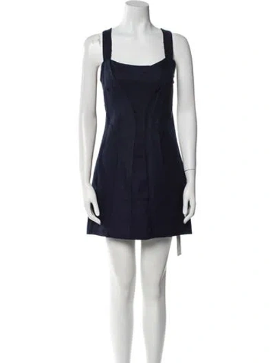Pre-owned Ramy Brook Square Neckline Mini Dress In Blue
