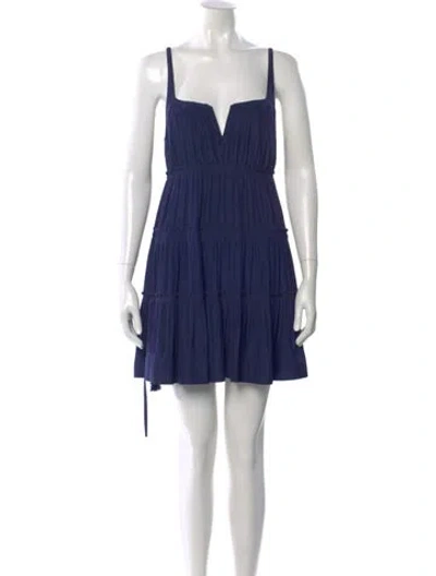 Pre-owned Ramy Brook Square Neckline Mini Dress In Blue
