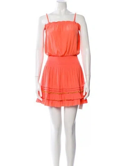 Pre-owned Ramy Brook Square Neckline Mini Dress In Orange