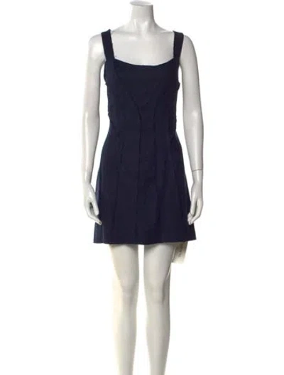 Pre-owned Ramy Brook Square Neckline Mini Dress W/ Tags In Blue