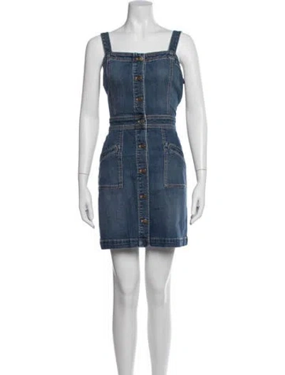Pre-owned Ramy Brook Square Neckline Mini Dress W/ Tags In Blue