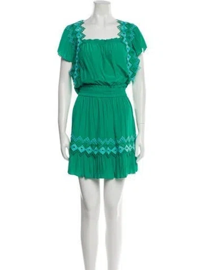Pre-owned Ramy Brook Square Neckline Mini Dress W/ Tags In Green