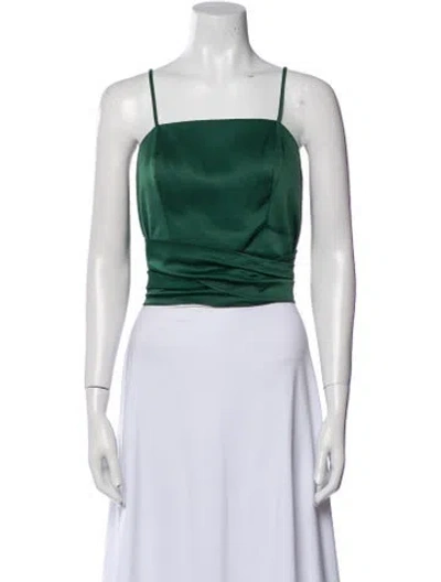 Pre-owned Ramy Brook Square Neckline Sleeveless Crop Top In Black