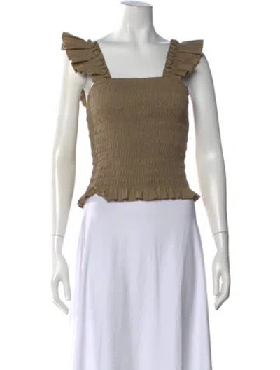 Pre-owned Ramy Brook Square Neckline Sleeveless Crop Top In Black