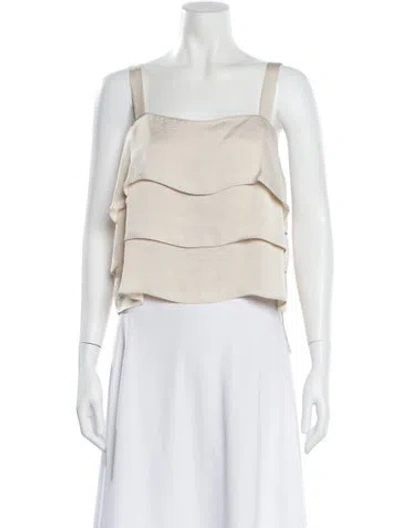 Pre-owned Ramy Brook Square Neckline Sleeveless Top In Neutral