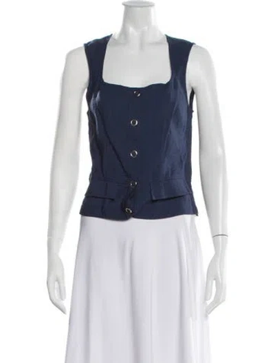 Pre-owned Ramy Brook Square Neckline Sleeveless Top W/ Tags In Blue