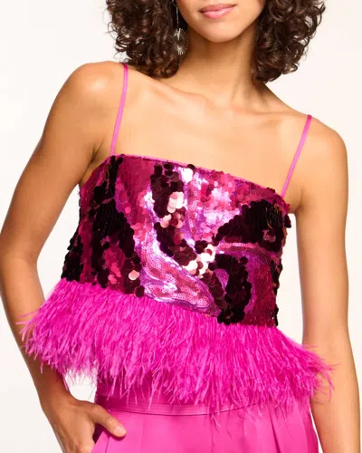 Ramy Brook Stanley Sequin Top In Magenta In Pink