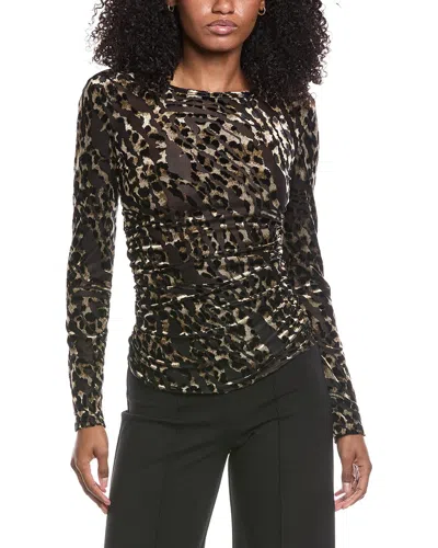 Ramy Brook Stefania Velvet & Mesh Blouse In Black