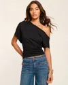 Ramy Brook Stella Knit Off-the-shoulder Tee In Black