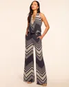 Ramy Brook Stephanie Chevron Knit Halter Jumpsuit In Black Chevron