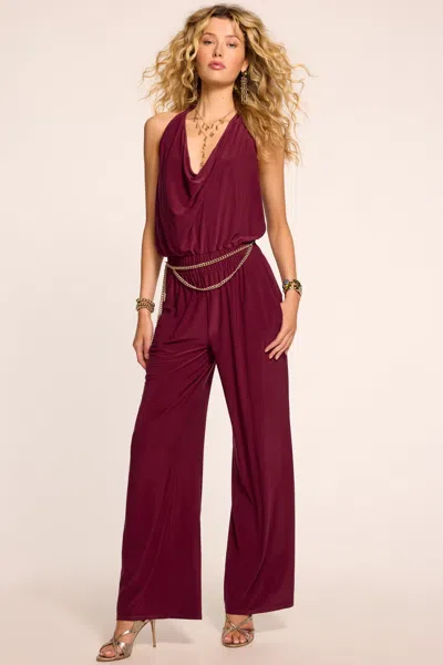 Ramy Brook Stephanie Jersey Halter Jumpsuit Cranberry