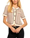 Ramy Brook Sterling Sequin Knit Short Sleeve Jacket In Sequin Stripe