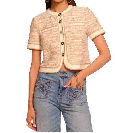 Ramy Brook Sterling Tweed Short Sleeve Jacket In Sunset Orange In Multi