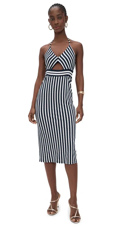 Stevie Textured Stripe Midi Dress In Blue from Ramy Brook