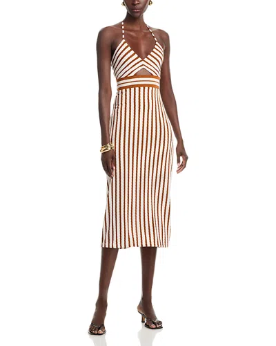 Ramy Brook Stevie Textured Stripe Midi Dress In Brown