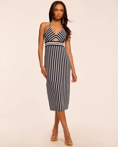Ramy Brook Stevie Textured Stripe Midi Dress In Blue