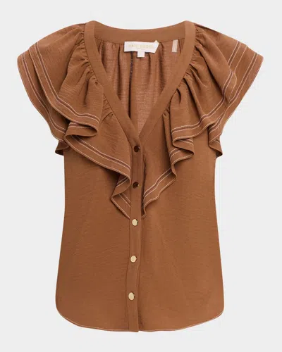 RAMY BROOK STITCH LETTIE RUFFLE-TRIM TOP