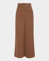Ramy Brook Marguerite Belted Crop Wide Leg Pants In Brown