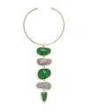 Ramy Brook Stone Charm Jewelry Green & Gray Stone Linear Statement Necklace, 15.7 In Green
