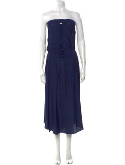 Pre-owned Ramy Brook Strapless Midi Length Dress In Blue