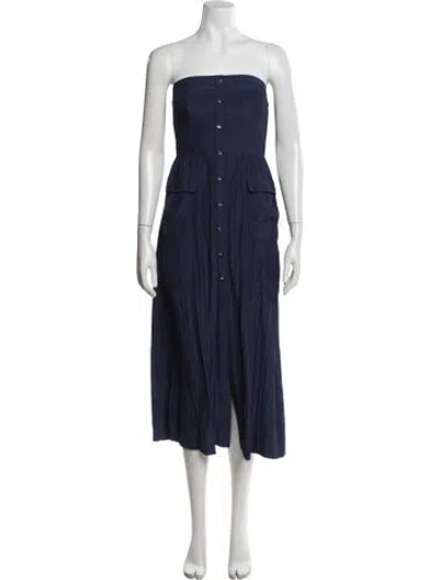 Pre-owned Ramy Brook Strapless Midi Length Dress In Blue