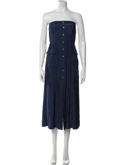 Pre-owned Ramy Brook Strapless Midi Length Dress In Blue
