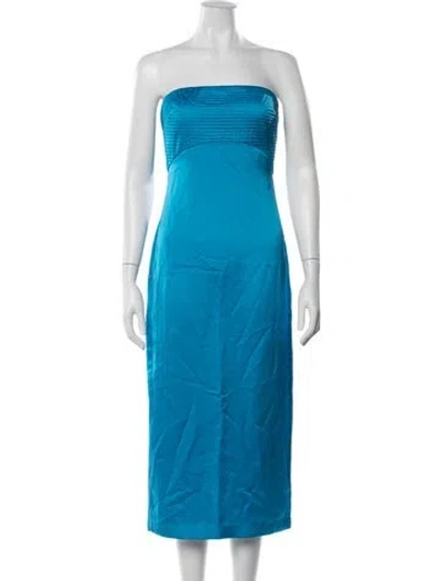 Pre-owned Ramy Brook Strapless Midi Length Dress In Blue