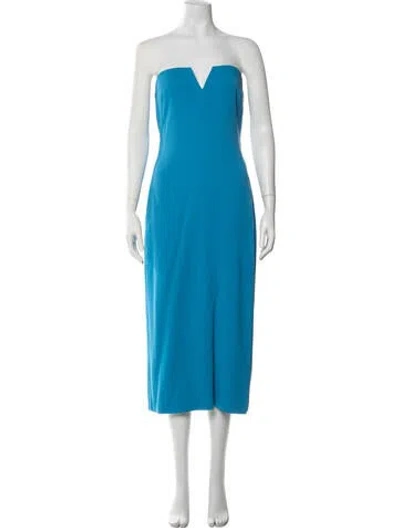 Pre-owned Ramy Brook Strapless Midi Length Dress In Blue