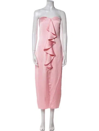 Pre-owned Ramy Brook Strapless Midi Length Dress In Pink