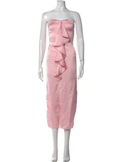 Pre-owned Ramy Brook Strapless Midi Length Dress In Pink