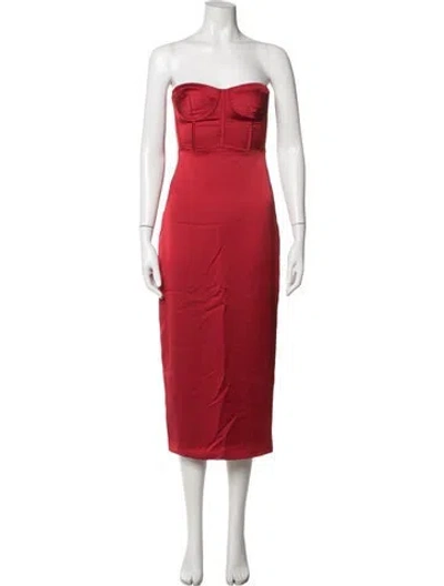 Pre-owned Ramy Brook Strapless Midi Length Dress W/ Tags In Red
