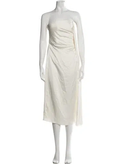 Pre-owned Ramy Brook Strapless Midi Length Dress In White