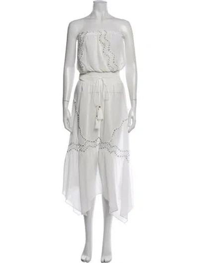 Pre-owned Ramy Brook Strapless Midi Length Dress In White