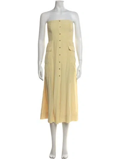 Pre-owned Ramy Brook Strapless Midi Length Dress In Yellow