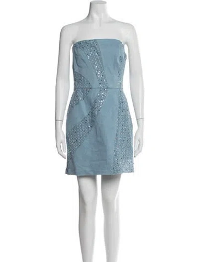 Pre-owned Ramy Brook Strapless Mini Dress In Blue