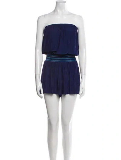 Pre-owned Ramy Brook Strapless Romper In Blue