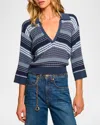 Ramy Brook Striped Azaria Sweater In Navy Striped In Navy Stripe
