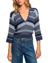 Ramy Brook Striped Azaria Sweater In Navy Striped In Multi