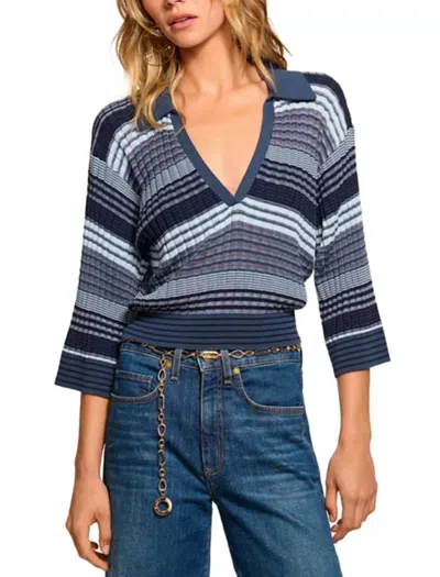 RAMY BROOK STRIPED AZARIA SWEATER IN NAVY STRIPED