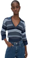 Ramy Brook Striped Azaria Sweater In Navy Striped In Navy Stripe
