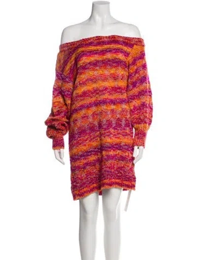 Pre-owned Ramy Brook Striped Bateau Neckline Sweater W/ Tags In Pink