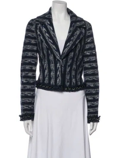 Pre-owned Ramy Brook Striped Blazer In Blue