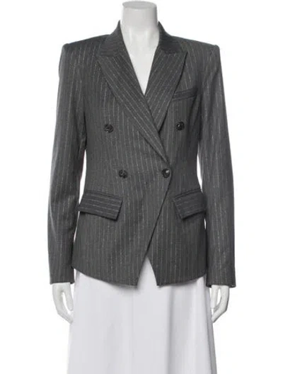 Pre-owned Ramy Brook Striped Blazer In Gray