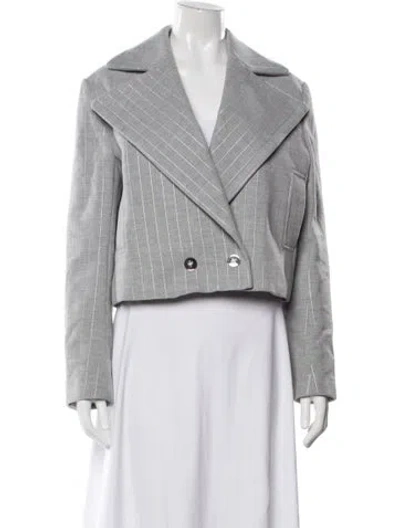 Pre-owned Ramy Brook Striped Blazer In Grey