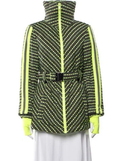 Pre-owned Ramy Brook Striped Coat In Green