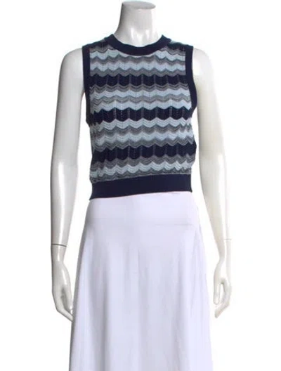 Pre-owned Ramy Brook Striped Crew Neck Sweater In Blue