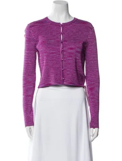 Pre-owned Ramy Brook Striped Crew Neck Sweater In Purple